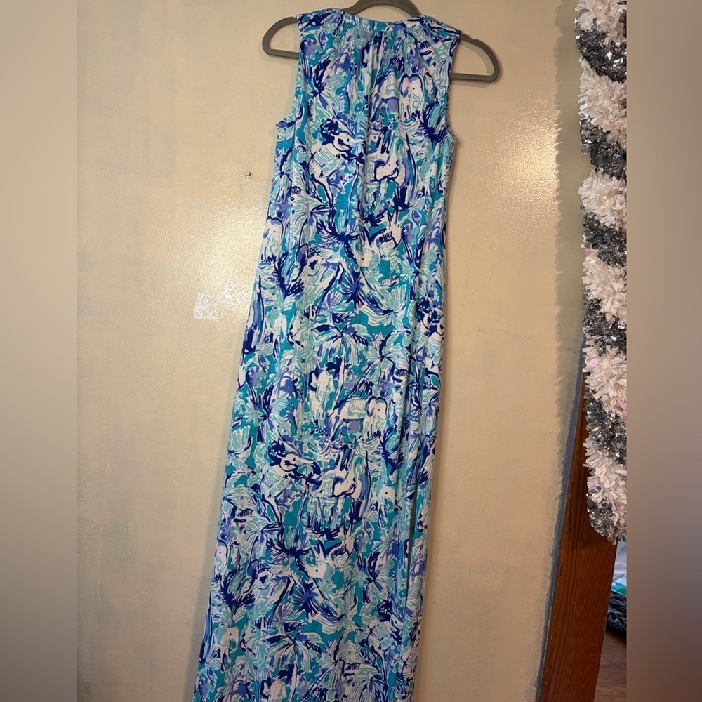 Lilly Pulitzer Essie Maxi Dress sleeveless novelty elephant summer size S - Picture 10 of 12